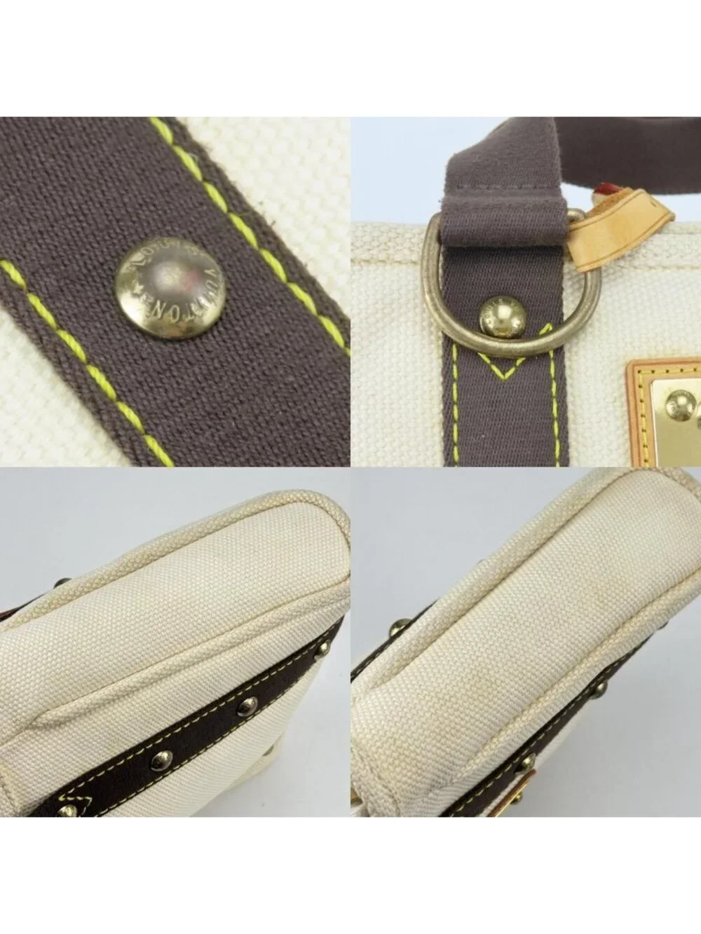 Louis Vuitton Handbag Antigua Cabas PM Canvas Ecru Ivory Brown Mini Tote Casual